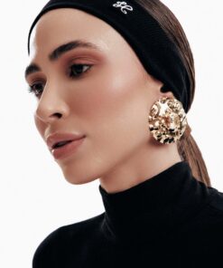 Brinco Escudo com Pedra Ouro